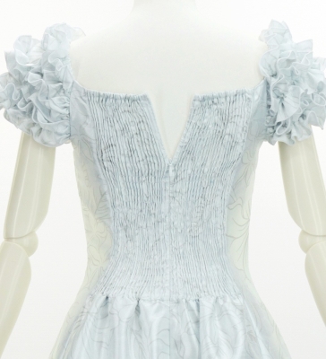 Hula Long Dress with Hawaiian Flower Print / Luxury Collection / White / J3176wh