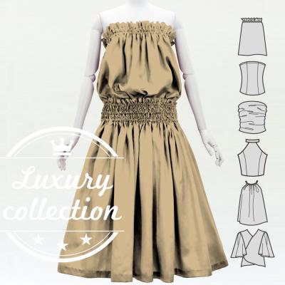 Hula Solid Blouse & Pa'u Set-Up / Luxury Collection / Beige / J3178be
