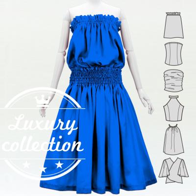Hula Solid Blouse & Pa'u Set-Up / Luxury Collection / Blue / J3178bl