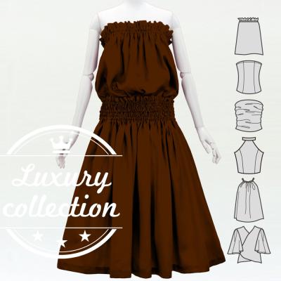 Hula Solid Blouse & Pa'u Set-Up / Luxury Collection / Brown / J3178br