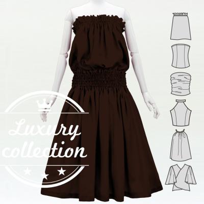 Hula Solid Blouse & Pa'u Set-Up / Luxury Collection /  Dark Brown / J3178dbr