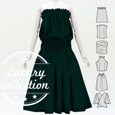 Hula Solid Blouse & Pa'u Set-Up / Luxury Collection / Dark Green / J3178dgr