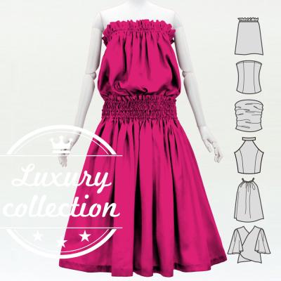 Hula Solid Blouse & Pa'u Set-Up / Luxury Collection / Dark Pink / J3178dpi