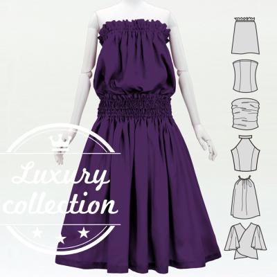 Hula Solid Blouse & Pa'u Set-Up / Luxury Collection / Dark Purple / J3178dpu
