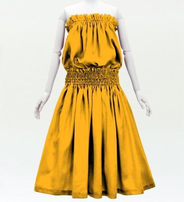 Hula Solid Blouse & Pa'u Set-Up / Luxury Collection / Dark Yellow / J3178dye