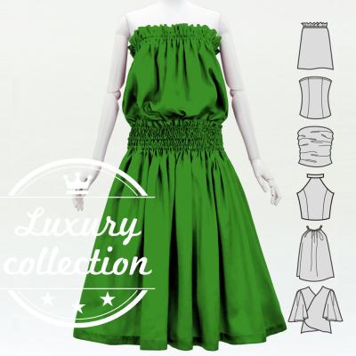 Hula Solid Blouse & Pa'u Set-Up / Luxury Collection / Emerald Green / J3178egr