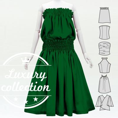 Hula Solid Blouse & Pa'u Set-Up / Luxury Collection / Green / J3178gr