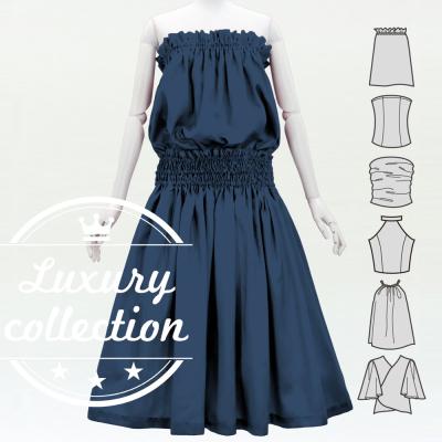 Hula Solid Blouse & Pa'u Set-Up / Luxury Collection / Gray Blue / J3178gybl