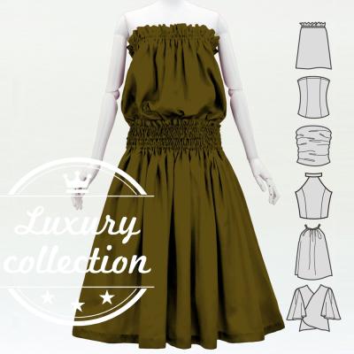 Hula Solid Blouse & Pa'u Set-Up / Luxury Collection / Khaki / J3178ka