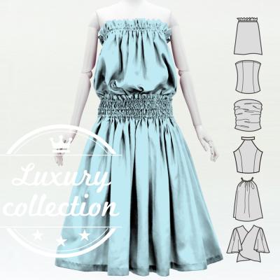Hula Solid Blouse & Pa'u Set-Up / Luxury Collection / Light Blue / J3178lbl