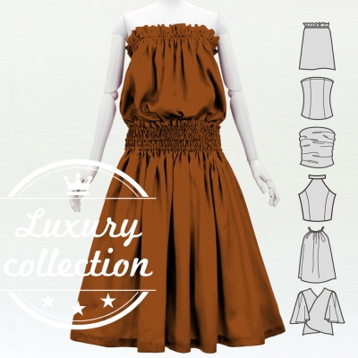 Hula Solid Blouse & Pa'u Set-Up / Luxury Collection / Light Brown / J3178lbr