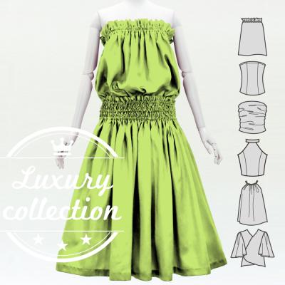 Hula Solid Blouse & Pa'u Set-Up / Luxury Collection / Yellow Brown / Light Green / J3178lgr