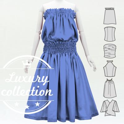 Hula Solid Blouse & Pa'u Set-Up / Luxury Collection / Marine Blue / J3178mbl