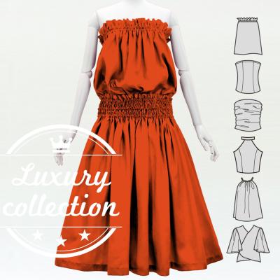 Hula Solid Blouse & Pa'u Set-Up / Luxury Collection / Orange / J3178or