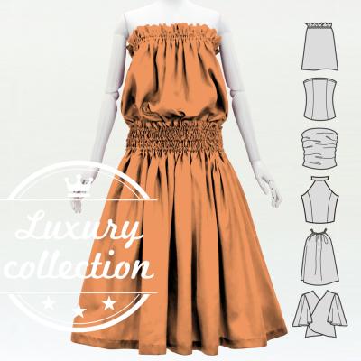 Hula Solid Blouse & Pa'u Set-Up / Luxury Collection / Peach / J3178pe
