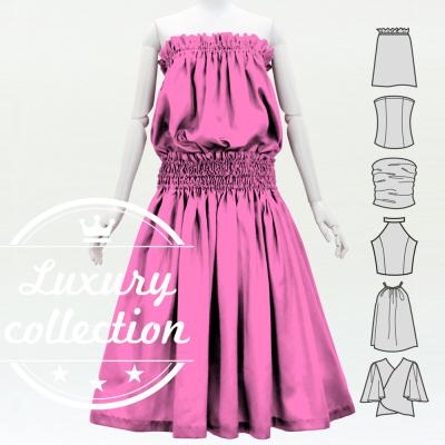 Hula Solid Blouse & Pa'u Set-Up / Luxury Collection / Pink / J3178pi