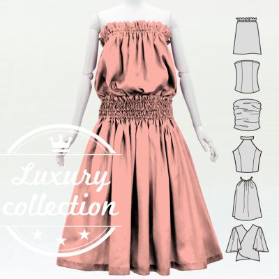 Hula Solid Blouse & Pa'u Set-Up / Luxury Collection / Pink Beige / J3178pibe