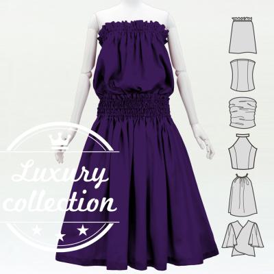 Hula Solid Blouse & Pa'u Set-Up / Luxury Collection / Purple / J3178pu