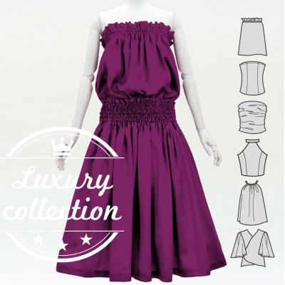 Hula Solid Blouse & Pa'u Set-Up / Luxury Collection / Red Purple / J3178rdpu
