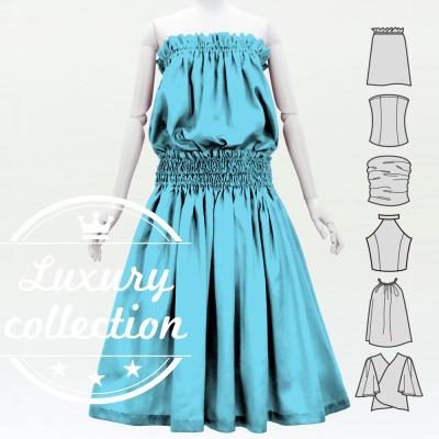 Hula Solid Blouse & Pa'u Set-Up / Luxury Collection / Sky Blue / J3178sbl