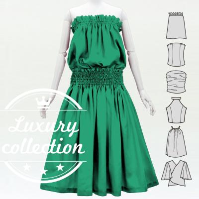 Hula Solid Blouse & Pa'u Set-Up / Luxury Collection / Turquoise Blue / J3178tbl