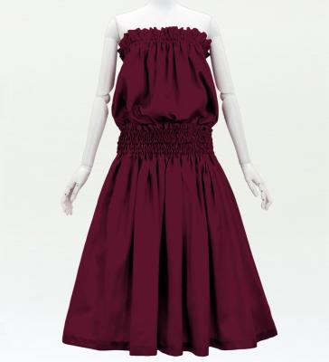Hula Solid Blouse & Pa'u Set-Up / Luxury Collection / Wine / J3178wi