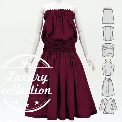 Hula Solid Blouse & Pa'u Set-Up / Luxury Collection / Wine / J3178wi