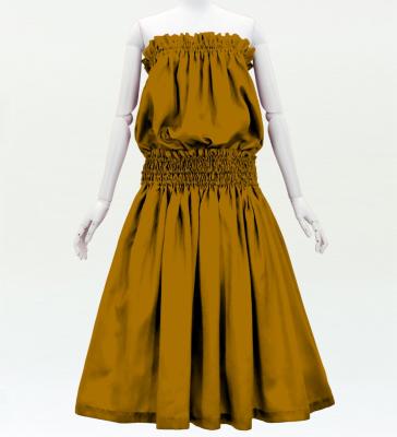 Hula Solid Blouse & Pa'u Set-Up / Luxury Collection / Yellow Brown / J3178yebr