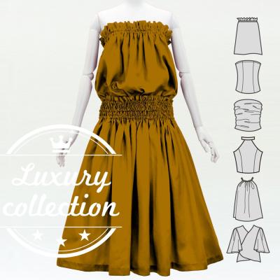 Hula Solid Blouse & Pa'u Set-Up / Luxury Collection / Yellow Brown / J3178yebr