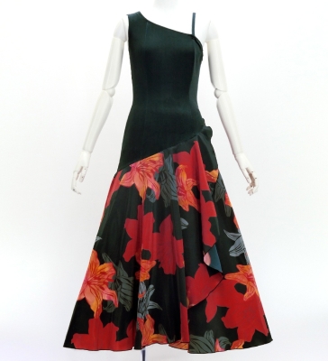 Hula One Shoulder Dress with Lily/ Luxury Collection / Black / J3182bk