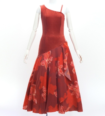 Hula One Shoulder Dress with Lily/ Luxury Collection / Red / J3182rd