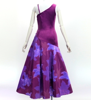 Hula One Shoulder Dress with Lily/ Luxury Collection / Red Purple / J3182rdpu