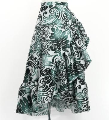 Hula Wrap Skirt with Frills / Kahiko & Honu / White & Black / J3189