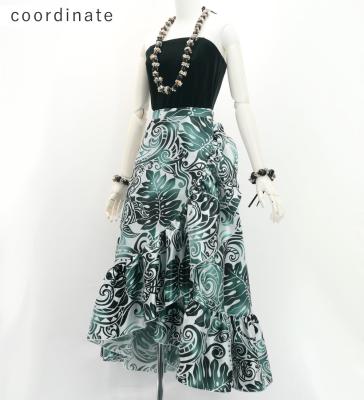 Hula Wrap Skirt with Frills / Kahiko & Honu / White & Black / J3189