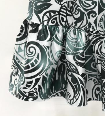Hula Wrap Skirt with Frills / Kahiko & Honu / White & Black / J3189