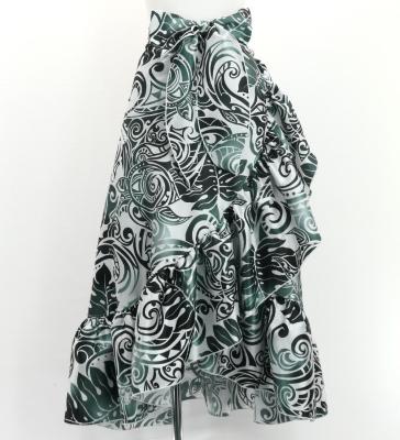 Hula Wrap Skirt with Frills / Kahiko & Honu / White & Black / J3189