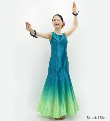Hula Long Gradation Dress / Luxury Collection / Turquoise Blue  & Light Green / J3191tbllgr