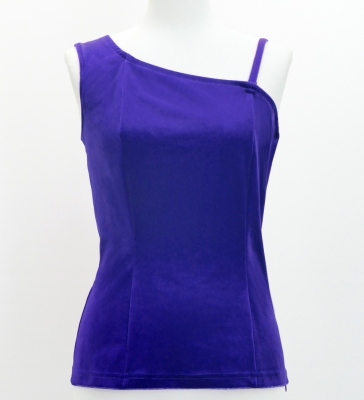 Hula One Shoulder Blouse with Velvet / Royal Blue / J3192rbl