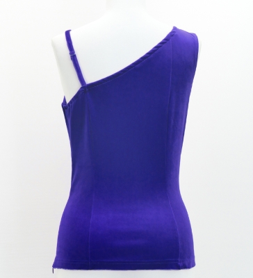 Hula One Shoulder Blouse with Velvet / Royal Blue / J3192rbl
