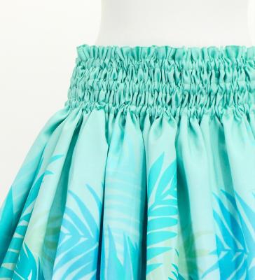 Hula Shantung Pa'u Skirt with Kukui Flower & Kukui Nut Lei Print / Luxury Collection / Light Blue / J3193lbl