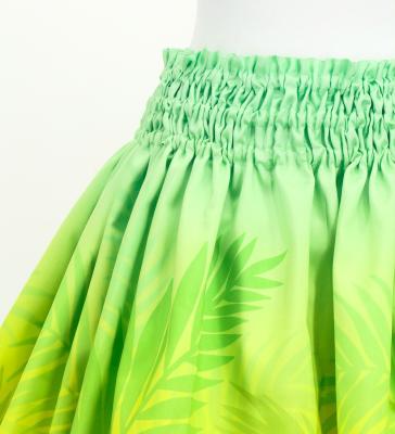 Hula Shantung Pa'u Skirt with Kukui Flower & Kukui Nut Lei Print / Luxury Collection / Light Green / J3193lgr