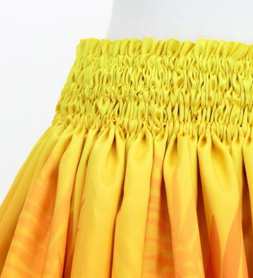 Hula Shantung Pa'u Skirt with Kukui Flower & Kukui Nut Lei Print / Luxury Collection / Orange / J3193or