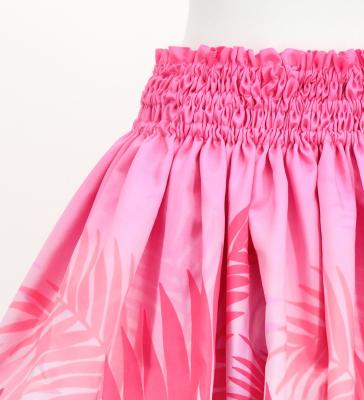 Hula Shantung Pa'u Skirt with Kukui Flower & Kukui Nut Lei Print / Luxury Collection / Pink / J3193pi