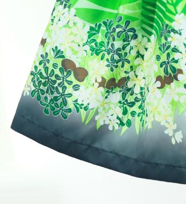 Hula Shantung Pa'u Skirt with Kukui Flower & Kukui Nut Lei Print / Luxury Collection / White / J3193wh