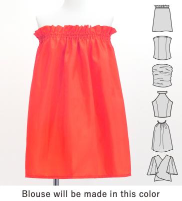 Hula Blouse & Pa'u Set-Up with Kukui Flower & Kukui Nut Lei Print / Luxury Collection / Red / J3194rd