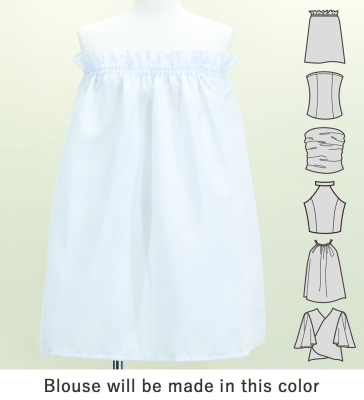 Hula Blouse & Pa'u Set-Up with Kukui Flower & Kukui Nut Lei Print / Luxury Collection / White / J3194wh
