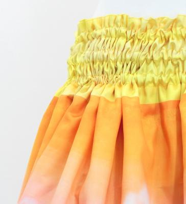 Hula Double Shantung Pa'u Skirt with Hawaiian Flower & Sea Print / Luxury Collection / J3195-4
