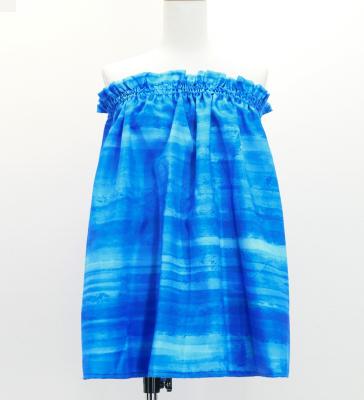 Hula Blouse & Double Pa'u Set-Up with Hawaiian Flower & Sea Print / Luxury Collection / J3196-7
