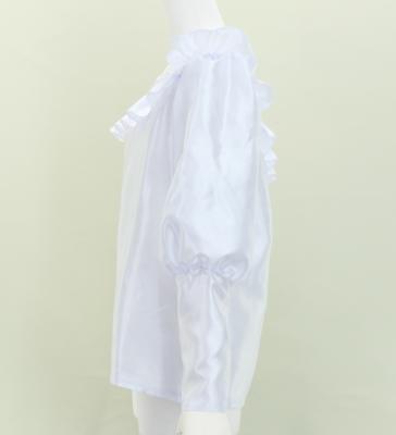 Hula Yoke Frill Balloon Sleeve Blouse with Shantung / White / J3197wh