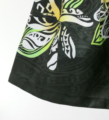 Hula Shantung Pa'u Skirt with Tiare & Kahiko Print / Luxury Collection / Black / J3198bk